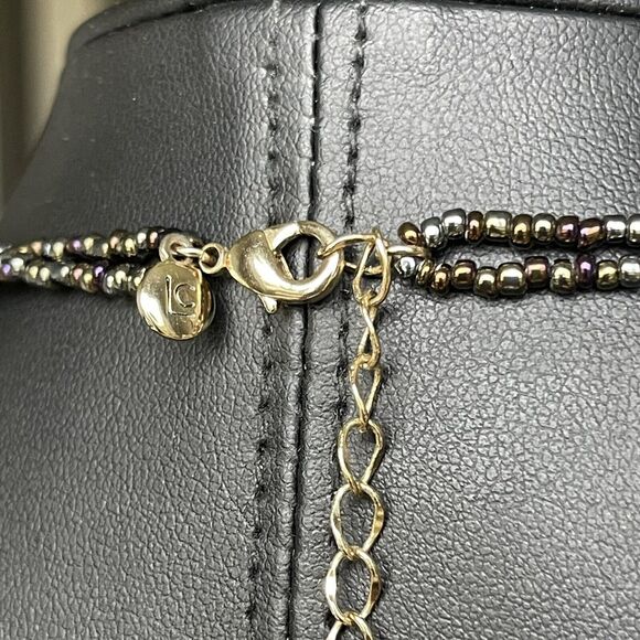 LC Lauren Conrad Triple Layer Green and Peacock Glass Beaded Necklace 16-18” - Picture 4 of 5